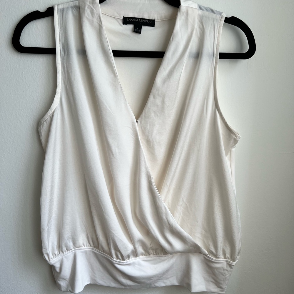 Banana Republic Women's White Wrap Blouse